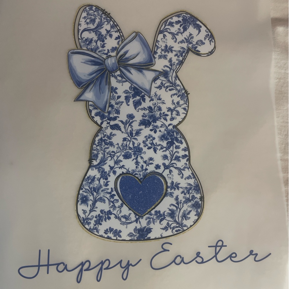 Blue Floral Easter Bunny Graphic Tee